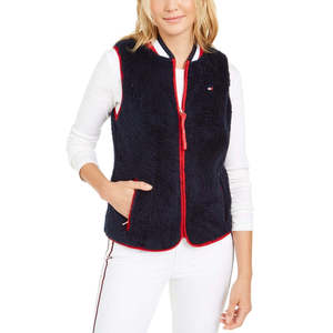 Chaleco Acolchado Sherpa Azul Marino Mediano para Mujer Tommy Hilfiger, Tejido Vaquero, Estilo Formal Largo, Bordado, Tallas Grandes - Product Image 1