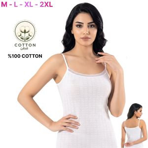 Camisola sin mangas para mujer con encaje, tirantes finos, 100% algodón, tejido sin costuras, a rayas, informal - Product Image 3