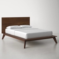 Lit en bois massif, taille king, style moderne, pour la maison, l'hôtel et la villa, meubles, lit en planches de bois