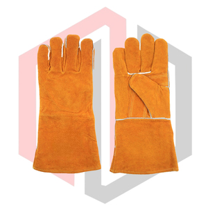 Guantes de Cuero para Bomberos, Guantes de Soldadura Resistentes al Calor, Antiestáticos, Resistentes a Desgarros, 11 oz, 14 Pulgadas, para Soldadura MIG, TIG, Barbacoa - Product Image 1