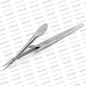 Porte-aiguille microchirurgical ophtalmique de qualité supérieure | Instruments ophtalmiques à pince à manche long et court par Vaslcare - Product Image 1