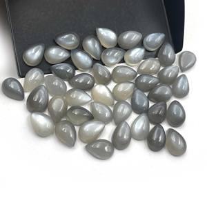 Lote de 68 piezas cabujón de pera de piedra lunar gris Natural 6x9 MM 100 CT IGI certificado piedra preciosa suelta - Product Image 5
