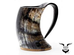 Crafetshub แก้วมักลายวัวฮอร์นธรรมชาติ6นิ้วของแท้สไตล์ยุคกลางทำด้วยมือเป็นมิตรต่อสิ่งแวดล้อมอุปกรณ์ดื่มจากธรรมชาติโปรโมชั่น - Product Image 4