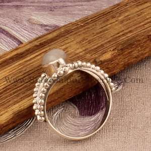 แหวนมูนสโตนสีรุ้งประดับลูกแพร์คลาสสิกทำด้วยมือ925สเตอร์ลิงเงินอัญมณีธรรมชาติสำหรับงานแต่งงานและปาร์ตี้ของขวัญครบรอบ - Product Image 5