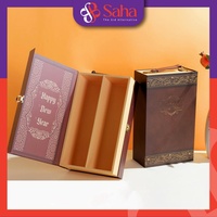 Caja de Vino Rígida de Lujo Biodegradable Personalizable, 27x35x12 CM, Papel de Arte, Recubrimiento UV 3D, Lámina Dorada, Certificación ISO 9001, Diseño Personalizado