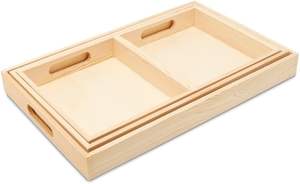 Juego de Bandejas de Madera DIY, Paquete de 4 Bandejas Encajables con Asas, Diseño Tradicional, Decoración para el Hogar, Técnica de Grabado para Servir en Bodas - Product Image 5