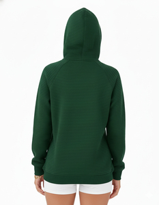 Sudadera Informal de Invierno para Mujer, Ecológica, Transpirable, de Forro Polar, con Hombros Caídos, Manga Larga, Color Verde Personalizado - Product Image 2