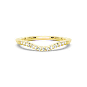 18K Gold Wedding Band with Round Cut Moissanite Diamond Elegant 18K Gold <b>Ring</b> - Product Image 1