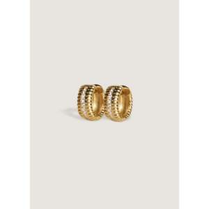 Solis Ribbed Pav Diamond Hoop <b>Earrings</b> Luxurious Diamond Jewelry - Product Image 1