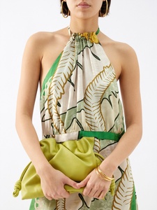 Robe d'été décontractée et sexy en soie jacquard, longueur mi-mollet, col halter, coupe trapèze, grande taille Magdalena, taille XL - Product Image 3