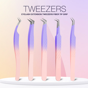 Nouvelle pince à épiler à pointe de fibre d'extension de cils pince à cils haute professionnelle en acier inoxydable violet pour ventilateurs de Volume - Product Image 6