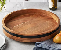 Hete Verkoop Roterende Mango Hout Luie Susan Draaitafel Organizer Lage Moq Keuken Aanrecht Pantry Opslag Rekken Voedsel Opslag