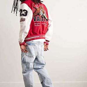 Veste bomber décontractée ajustée respirante personnalisée noire 100% laine Streetwear bicolore pour homme Veste d'hiver - Product Image 3