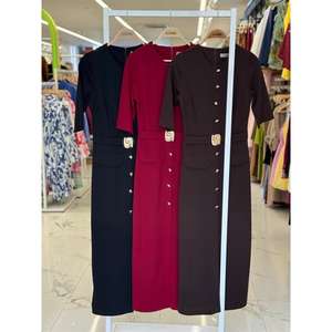 Vestido Midi Ajustado con Detalle de Cinturón 2909, Silueta Cómoda - Product Image 1