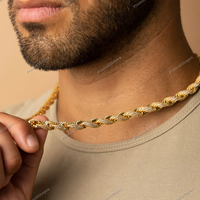 Chaîne cubaine torsadée en argent 925 plaqué or jaune 14K, entièrement sertie de moissanite VVS 10MM, 18 pouces, style Hip Hop pour rappeurs, vente en gros