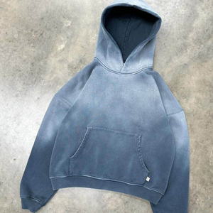 Dernier design, sweat à capuche surdimensionné pour homme, lavé à l'acide, brodé, vintage, en molleton épais, uni, teint, 100% coton - Product Image 6