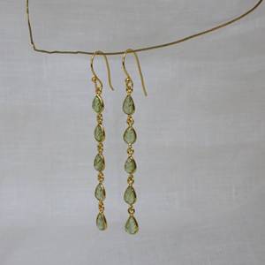 High Quality Green Peridot 925 Sterling Silver Long Earrings for <b>Girls</b> Handmade Jewelry August Birthstone Silver Earrings - Product Image 1
