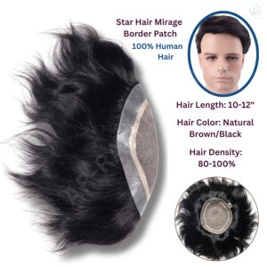 PBaria iPIECE Miraz Border Premium-Peluca de cabello para hombre con encaje frontal Mirage PU Technique Indian Remy Hair Premium Toupee - Product Image 3