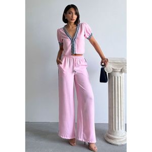 Pantalones vaqueros a rayas rosas para mujer al por mayor - Product Image 5