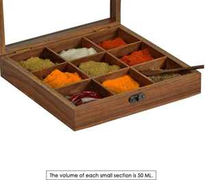 Caja de especias cuadrada de madera tallada de lujo personalizable con compartimentos multifuncionales, diseño clásico de la India - Product Image 5