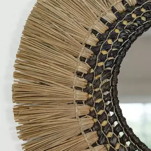 Moonj-Espejo de pared redondo de diseño antiguo, espejo de pared de hierba redondo de lujo para sala de estar, espejo de maquillaje para interior, hogar y hoteles - Product Image 5