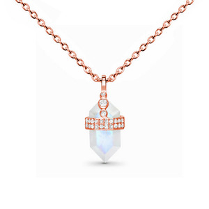 Bajo MOQ Christian Classic 925 Sterling Silver Zircon Bullet Piedra natural Charm Collares Fiesta al por mayor - Product Image 1