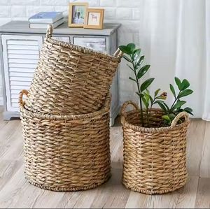 Cesta de jacinto de agua Vietnam hecho a mano decorativo duradero ecológico almacenamiento Natural para ropa diaria artículos diversos - Product Image 2