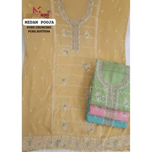 Ensemble de costume en gabardine croquante en pur coton non cousu pour femme extensible confortable avec fil peigné pour un usage quotidien et de bureau - Product Image 1