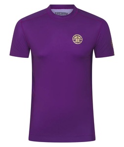Camiseta Deportiva Transpirable de Manga Corta Color Morado con Logotipos en Contraste y Diseños Impresos por Transferencia de Calor - Product Image 1