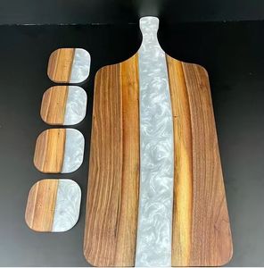 Mármol Costura Madera de Acacia Filete de madera Comida occidental Fruta Tabla de cortar queso - Product Image 1