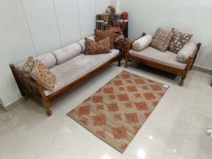 Alfombra de Yute 100% Natural Hecha a Mano con Patrón Oushak de 3x5 Pies. Antideslizante y Apta para Mascotas, Estilo Moderno para Decoración de Sala de Estar o Oración - Product Image 2