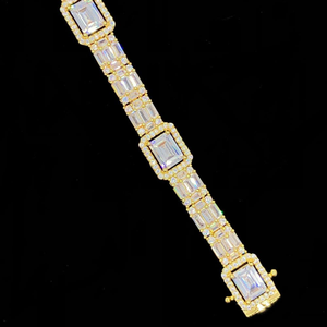 Pulsera de Hip Hop de Plata de Ley 925 Premium con brazaletes de joyería brillantes de racimo de diamantes naturales de corte redondo y Baguette - Product Image 3