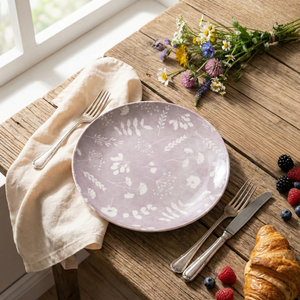 Ensemble de 6 assiettes à dîner Dahlia, 10,8 pouces, nouveau design, style nordique, fond plat, vaisselle en céramique pour les fêtes, les mariages, les hôtels - Product Image 3