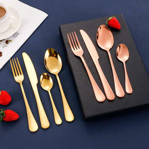 Golden elegant premium stainless steel table cutlery set perfect for home kitchen restaurant hotel dining and regular use - Product Image 4