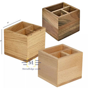 Conception Unique en bois fournitures de bureau à domicile organisateurs de bureau porte-stylos avec trois compartiments personnalisation taille personnalisée - Product Image 1