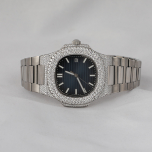 Reloj de pulsera de diamante Moissanite para Unisex con esfera azul oscuro numérico reloj de diseño loco de mano personalizado de lujo solo reloj con bisel - Product Image 1