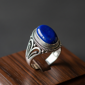 Luxe 925 Argent Mode Anneau Exquis Usage Quotidien Lapis Lazuli Cristal Or Rose Placage À La Mode Fêtes De Mariage Bande Cadeau - Product Image 3