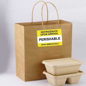 Etiquetas/pegatinas autoadhesivas amarillas de advertencia de envío <span class=keywords><strong>para</strong></span> correo "PERECEDERO REFRIGERADO A la llegada Abierto inmediatamente" 3 "X 2" - Product Image 5