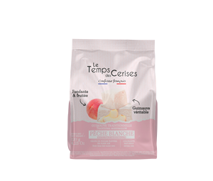 Caramelos de Malvavisco con Sabor a Melocotón Blanco 120g (4.23 oz) - Le Temps des Cerises, Confitería Francesa, Certificación IFS, Dulces Suaves Gourmet - Product Image 1