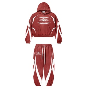 2025 dernière conception survêtements respirants personnalisés 420 Gsm poids lourd bouffée impression survêtement panneau Flare pantalons de survêtement à capuche ensembles - Product Image 5