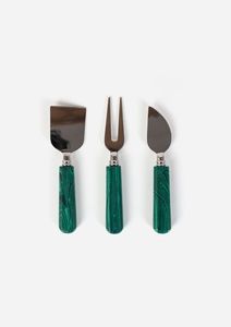 Ensemble de 3 pièces de qualité supérieure en acier inoxydable doré pour trancher le fromage et le beurre avec manche en résine, parfait pour servir la pizza - Product Image 2