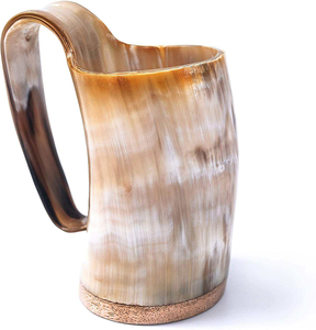 Original Viking Drinking Horn Mug Rosewood Base Handcrafted Polished Horn Tankard Portable Dishwasher Safe <b>Gift</b> <b>Box</b> Packaging - Product Image 2