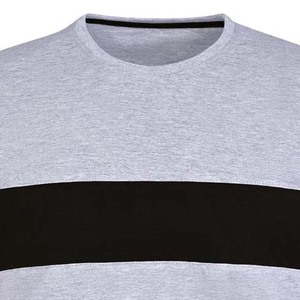 T-shirt à col rond gris chiné et noir OEM Vêtements pour hommes personnalisés Chemises d'été respirantes en coton de style rue grande taille - Product Image 4