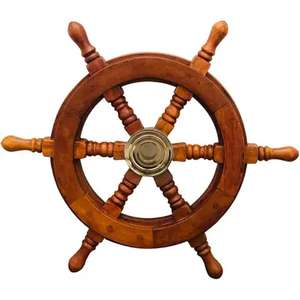 Vente chaude Antique Personnalisé Bois Rouge Nautique Décoration Murale Roue de Navire Art Mural Moderne avec Design Sculpté de l'Exportateur Indien - Product Image 1