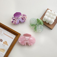 Pince à cheveux YIYI 9,8 cm en acétate et strass, dégradé violet-rose, logo personnalisable, style doux, rétro, hawaïen, pour chignon