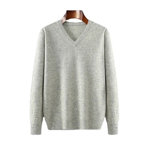 Pulls en cachemire pour hommes Pull à col en V Automne Hiver Cachemire Chaud Solide Tricots Pulls en cachemire pour hommes - Product Image 5