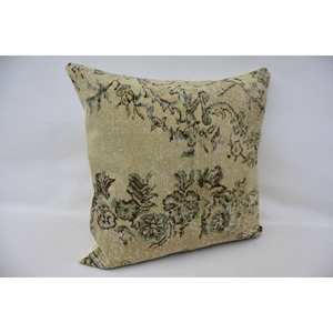 Almohada de lana de retazos Beige Chinoiserie Toile, almohada decorativa de 32x32 pulgadas - Product Image 3