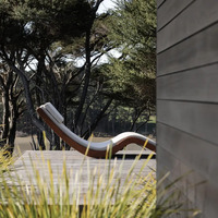 Chaise longue de luxe en teck massif de haute qualité, couleur marron, pour mobilier d'extérieur