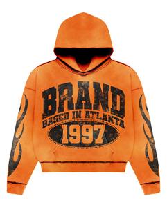 Sweat à capuche et pantalon personnalisés 100% coton Original Training Fleece Acid Washed Puff Printed Custom Mid Weight Tracksuits For Men - Product Image 4