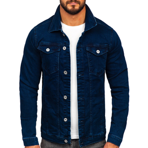 Vente en gros de vêtements décontractés pour la saison automne-hiver Veste en jean oversize pour hommes style de rue manteau boutonné avec logo à l'avant - Product Image 5